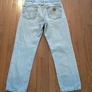 Brown Carhartt Dungaree Fleece Lined Canvas Carpenter Pants - Size 34x32